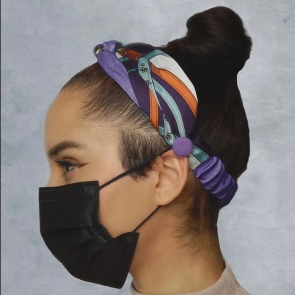 Beautiful satin, great quality headbands with buttons 3Pack